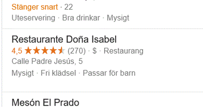 Inte långt från Castillo de Cones, inne i San Miguel de Salinas, ligger tre mycket bra restauranger. Rekommenderas.